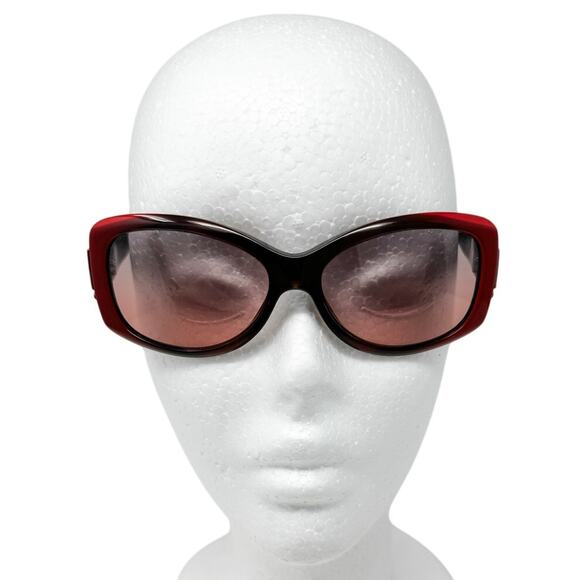 Versace Ombre Rectangle Rhinestone Logo Sunglasses w/ case red black y2k vintage - Picture 4 of 9